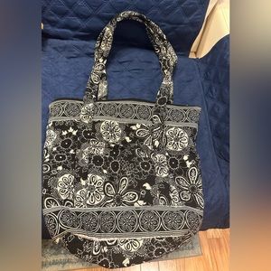 NWOT Black and White Floral Tote Bag